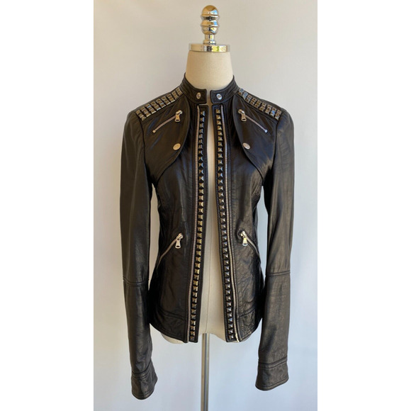 Dolce & Gabbana Studded Lamb Leather Biker Jacket Vintage Size 46, US 10 - Picture 1 of 11